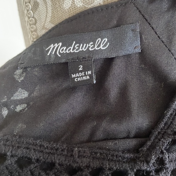 Madewell Black Cotton Sundream Embroidered Knit Fringe Pocket Dress Size 2 - Picture 5 of 7